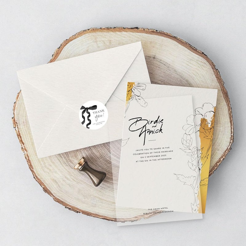 Whaline 100Pcs Bow Party Thank You Stickers 2 Inch Coquette Black Ribbon Bowknot Adhesive Seal Stickers Elegant Round Label Decals for Birthday Baby Bridal Shower Anniversary Bachelorette Party - Image 4